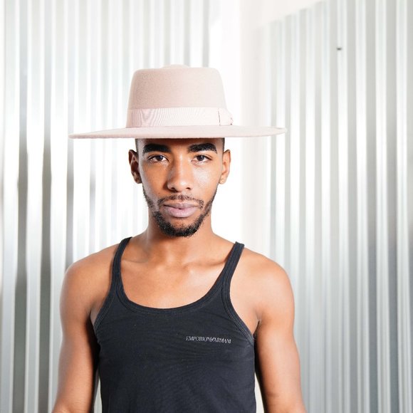 Camel Wide Brim Fedora Boater Hat - Picture 1 of 6